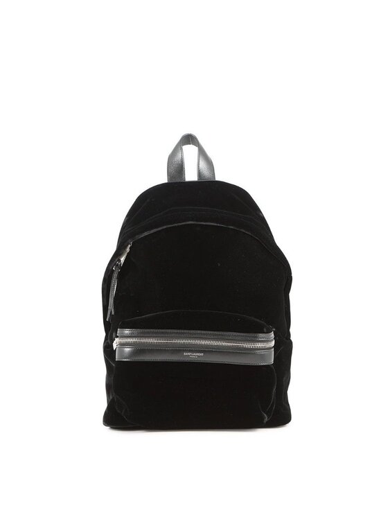 Saint Laurent Paris Sac City Backpack Velour Black